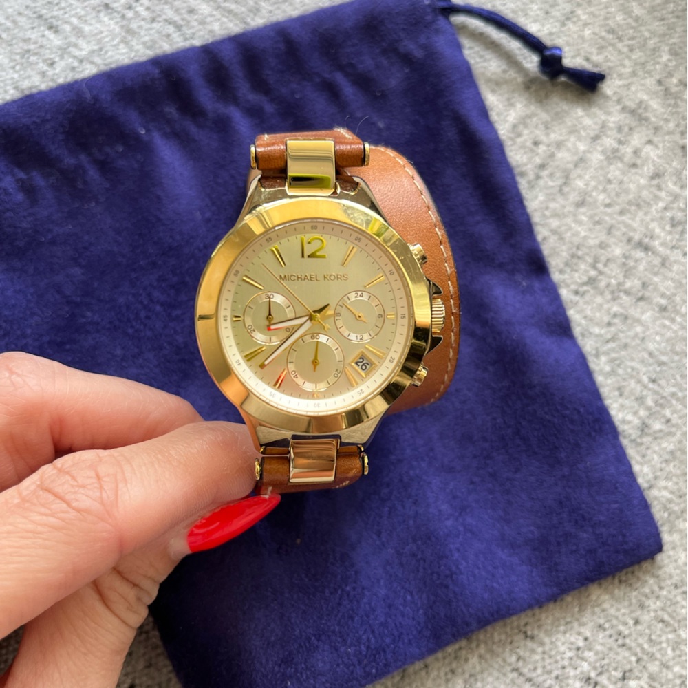 Michael Kors watch with brown leather bracelet